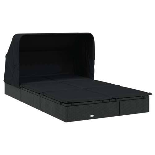 Ležaj za sunčanje za 2 osobe crni 213 x 118 x 97 cm poliratan - Crna 1 Cijena