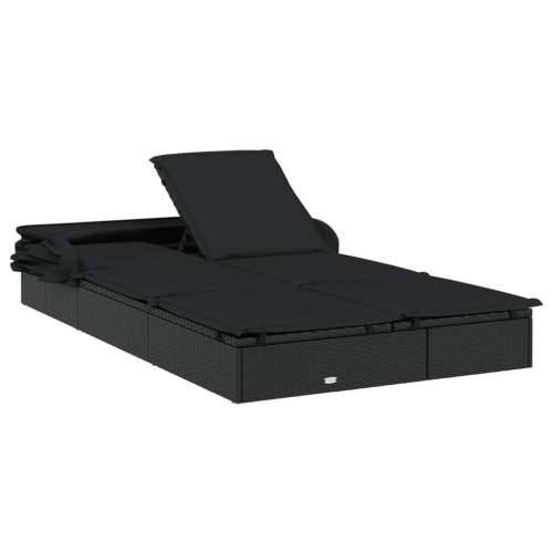 Ležaj za sunčanje za 2 osobe crni 213 x 118 x 97 cm poliratan - Crna 1 Cijena
