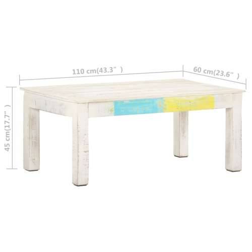 Stolić za kavu bijeli 110 x 60 x 45 cm od masivnog drva manga Cijena