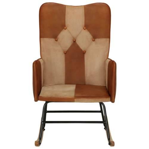 Stolica za ljuljanje od prave kože i platna smeđa Cijena