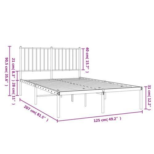 Metalni okvir za krevet s uzglavljem bijeli 120 x 190 cm Cijena