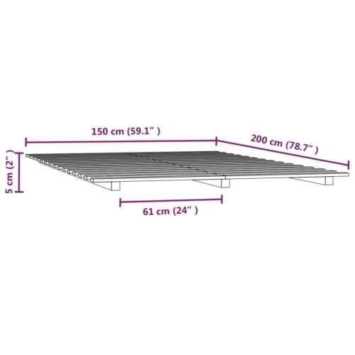 Okvir za krevet crni 150x200cm od masivne borovine - Crna 150 x 200 cm Cijena