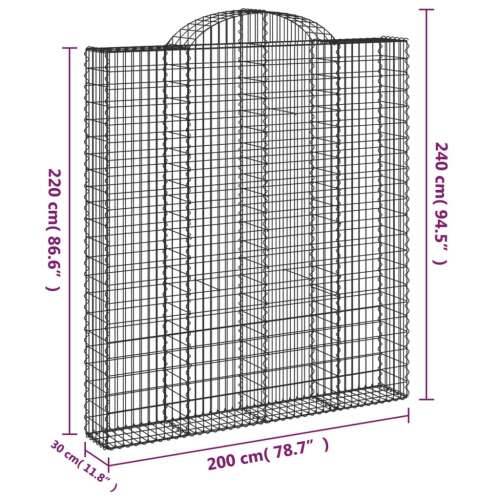 Gabion - Gabion ograde - Gabionska košara s lukom 200x30x220/240 cm pocinčano željezo - 200 x 30 x 220/240 cm 1 Cijena