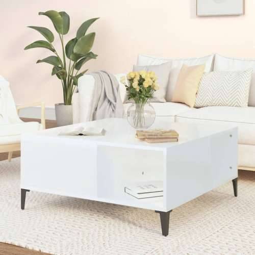 Stolić za kavu sjajni bijeli 80x80x36,5 cm konstruirano drvo - Visoko sjajno bijela 1 Cijena