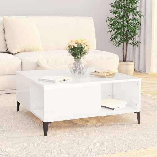 Stolić za kavu sjajni bijeli 80x80x36,5 cm konstruirano drvo - Visoko sjajno bijela 1 Cijena