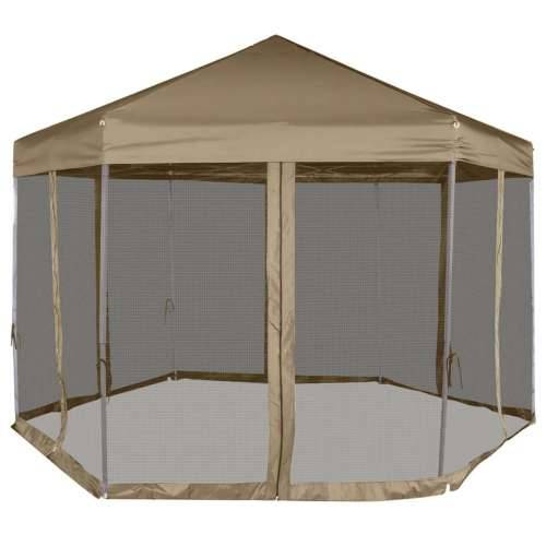 Šesterokutni šator sa stijenkama 3,6 x 3,1 m smeđesivi 220 g/m² Cijena