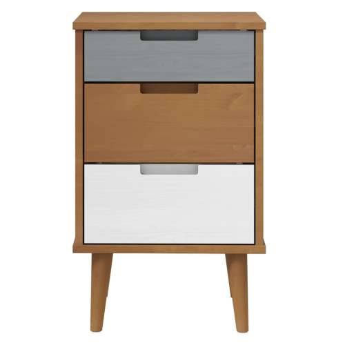 Noćni ormarić MOLDE smeđi 40 x 35 x 65 cm od masivne borovine - Smeđa i bijela 1 Cijena
