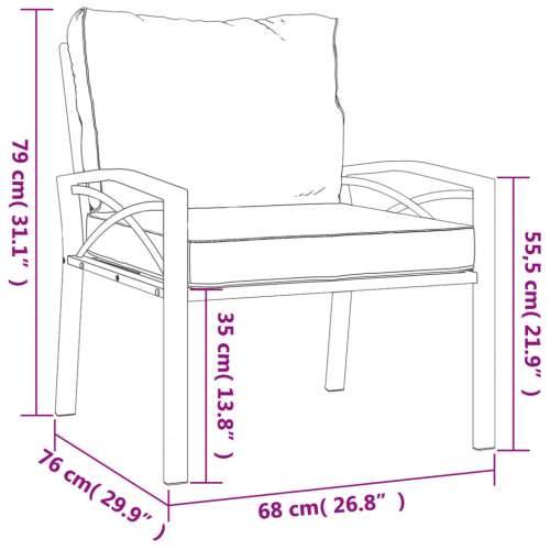 Vrtna stolica sa sivim jastucima 68 x 76 x 79 cm čelična - Siva 1 Cijena