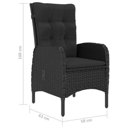 Vrtna garnitura - 3-dijelni vrtni blagovaonski set crni - Crna 2 Cijena