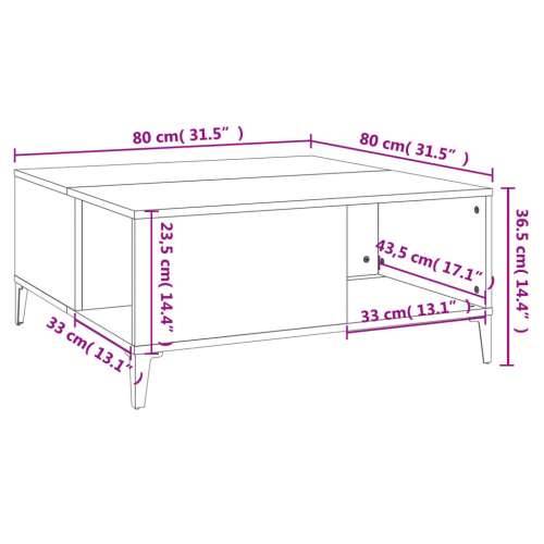 Stolić za kavu boja hrasta 80 x 80 x 36,5 cm konstruirano drvo - Dimljeni hrast 1 Cijena
