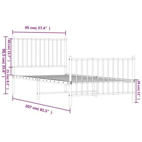 Metalni okvir kreveta uzglavlje i podnožje bijeli 90 x 200 cm Cijena