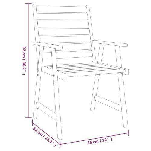 Vrtna garnitura - 5-dijelni vrtni blagovaonski set od masivnog bagremovog drva - Dužina stola 85 cm 4 Cijena