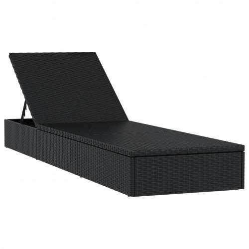 Ležaj za sunčanje 1 kom s jastukom crni 201x55x62 cm poliratan - Crna 1 Cijena