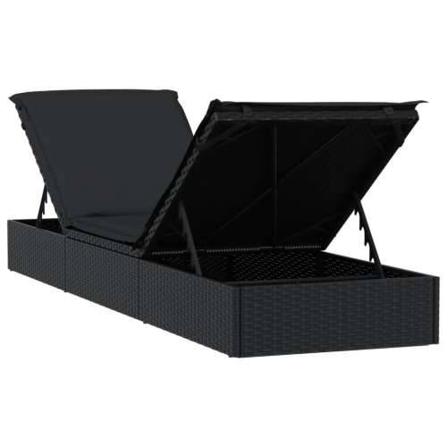 Ležaj za sunčanje 1 kom s jastukom crni 201x55x62 cm poliratan - Crna 1 Cijena
