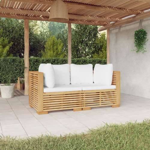 Kutne vrtne sofe s jastucima 2 kom od masivne tikovine - Krema 2 Kutna sofa (2 kom) Cijena