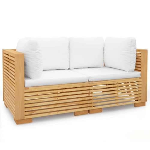 Kutne vrtne sofe s jastucima 2 kom od masivne tikovine - Krema 2 Kutna sofa (2 kom) Cijena