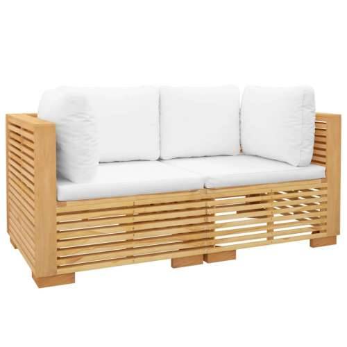 Kutne vrtne sofe s jastucima 2 kom od masivne tikovine - Krema 2 Kutna sofa (2 kom) Cijena