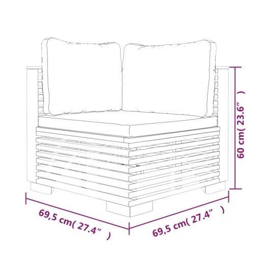 Kutne vrtne sofe s jastucima 2 kom od masivne tikovine - Krema 2 Kutna sofa (2 kom) Cijena
