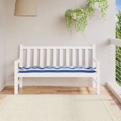 Jastuk za vrtnu klupu plavo-bijeli prugasti 150x50x7 cm tkanina