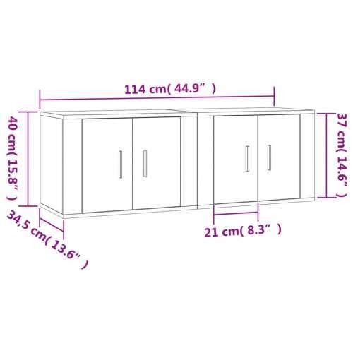Zidni TV ormarići 2 kom boja sivog hrasta sonome 57x34,5x40 cm - Sivi hrast sonoma 2 57 cm Cijena