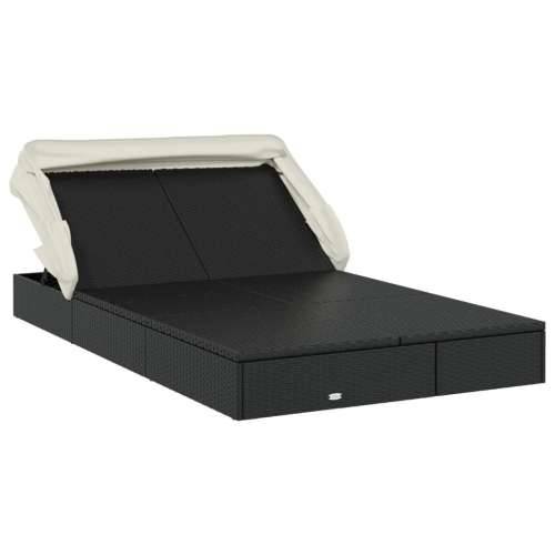 Ležaj za sunčanje za 2 osobe crni 213 x 118 x 97 cm poliratan - Crno-bijelo 1 Cijena