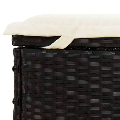Ležaj za sunčanje za 2 osobe crni 213 x 118 x 97 cm poliratan - Crno-bijelo 1 Cijena
