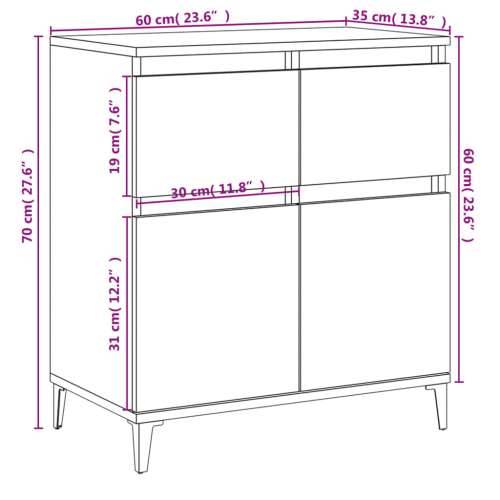 Komoda boja dimljenog hrasta 60 x 35 x 70 cm konstruirano drvo - Dimljeni hrast 1 Cijena