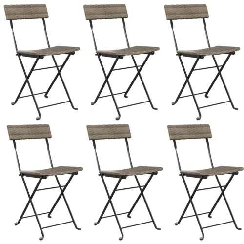 Sklopive bistro stolice 6 kom sive od poliratana i čelika Cijena