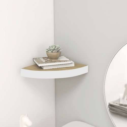 Kutna zidna polica boja hrasta i bijela 35 x 35 x 3,8 cm MDF - Boja hrasta i bijela 35 x 35 x 3.8 cm 1 Cijena