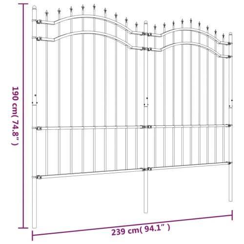 Vrtna ograda sa šiljcima crna 190 cm od čelika obloženog prahom - 1 190 cm Cijena