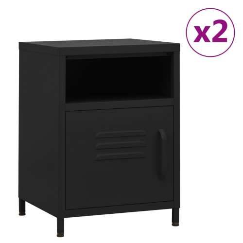 Noćni ormarići 2 kom crni 35 x 35 x 51 cm čelični - Crna 2 Cijena