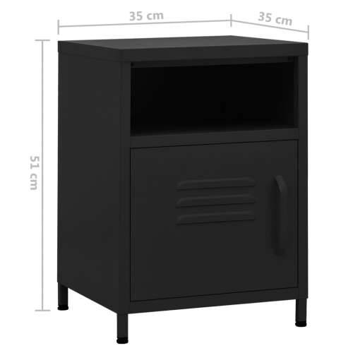 Noćni ormarići 2 kom crni 35 x 35 x 51 cm čelični - Crna 2 Cijena