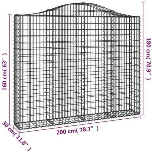 Lučne gabionske košare 4 kom 200x30x160/180cm pocinčano željezo - 200 x 30 x 160/180 cm 4 Cijena