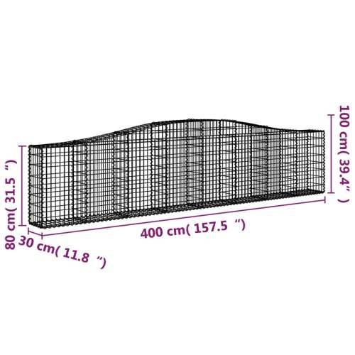 Lučne gabionske košare 4 kom 400x30x80/100 cm pocinčano željezo - 400 x 30 x 80/100 cm 4 Cijena