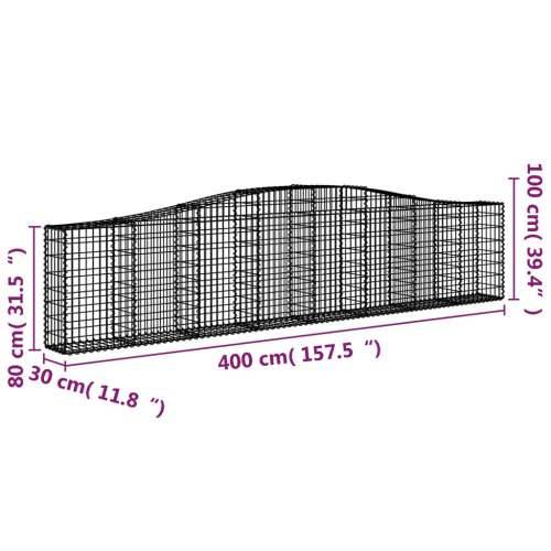 Lučne gabionske košare 6 kom 400x30x80/100 cm pocinčano željezo - 400 x 30 x 80/100 cm 6 Cijena