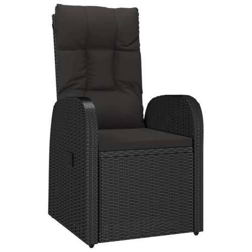 Vrtna garnitura - 7-dijelni vrtni blagovaonski set s jastucima crni od poliratana - Dužina stola 150 cm 1 6 x stolica + stol Cijena
