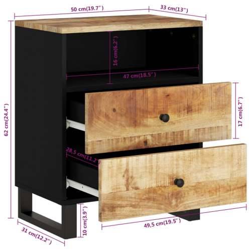 Noćni ormarić 50x33x62 masivno drvo bagrema i konstruirano drvo - Svijetlo drvo 1 Cijena