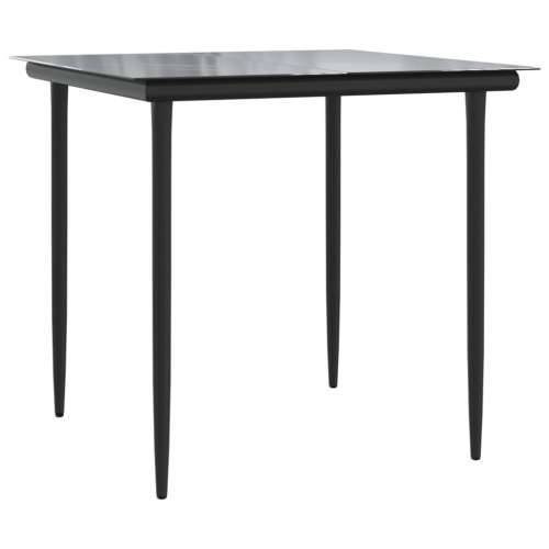 Vrtna garnitura - 3-dijelni vrtni blagovaonski set crno-sivi od poliratana - Siva Dužina stola 80 cm 2 Cijena