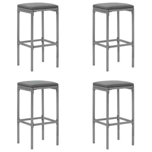 5-dijelni vrtni barski set od poliratana s jastucima sivi - Siva Dužina stola 110 cm 4 Cijena