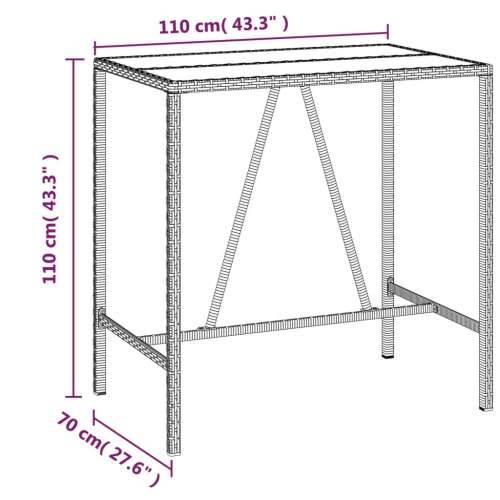 5-dijelni vrtni barski set od poliratana s jastucima sivi - Siva Dužina stola 110 cm 4 Cijena
