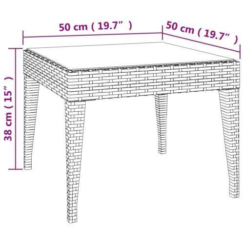 Bočni stolić crni 50 x 50 x 38 cm poliratan i kaljeno staklo - Crna 1 Cijena