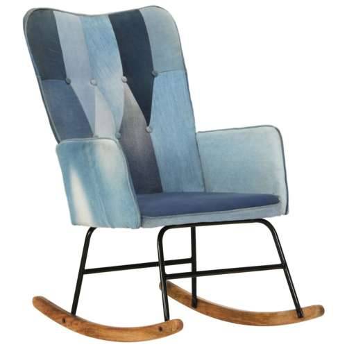 Stolica za ljuljanje od plavog trapera s patchworkom
