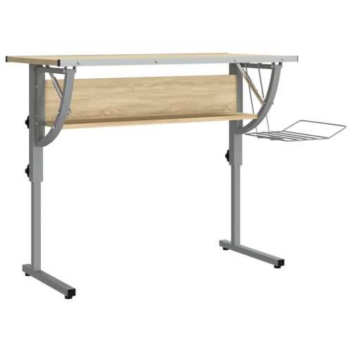 Radni stol boja hrasta i siva 110 x 53 x(58-87) cm drvo i čelik Cijena