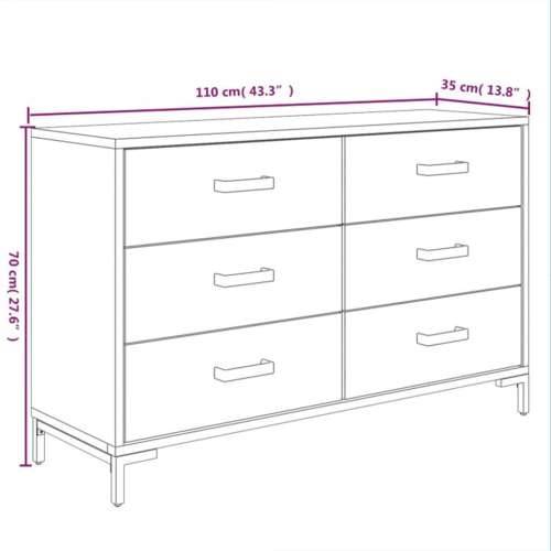 Komoda crna 110 x 35 x 70 cm od masivne borovine - Crna 1 Cijena