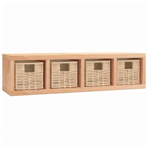 Zidna polica s košarama 62 x 18 x 16 cm od masivnog drva oraha Cijena