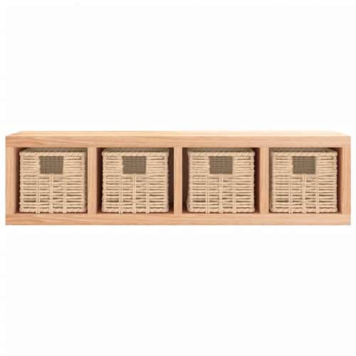Zidna polica s košarama 62 x 18 x 16 cm od masivnog drva oraha Cijena