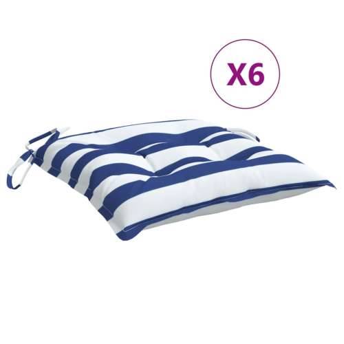 Jastuci za stolice 6 kom plavo-bijele pruge 50x50x7 cm tkanina Cijena