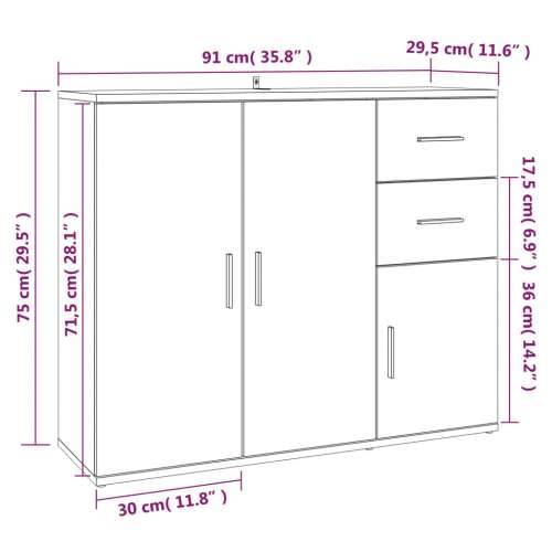 Komoda boja dimljenog hrasta 91x29,5x75cm od konstruiranog drva Cijena