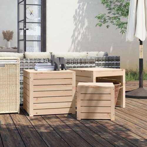 3-dijelni set vrtnih kutija od masivne borovine - Prirodna 50.5 x 50.5 x 46.5 cm Cijena