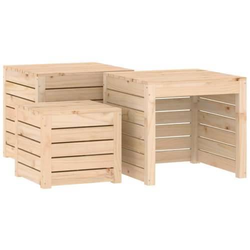 3-dijelni set vrtnih kutija od masivne borovine - Prirodna 50.5 x 50.5 x 46.5 cm Cijena